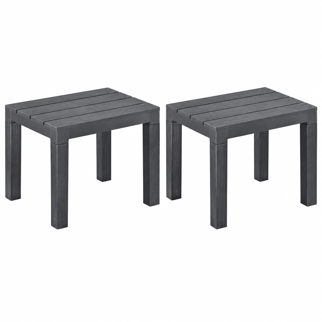 2er-Set Gartenbänke Anthrazit Kunststoff für Terrasse und Balkon