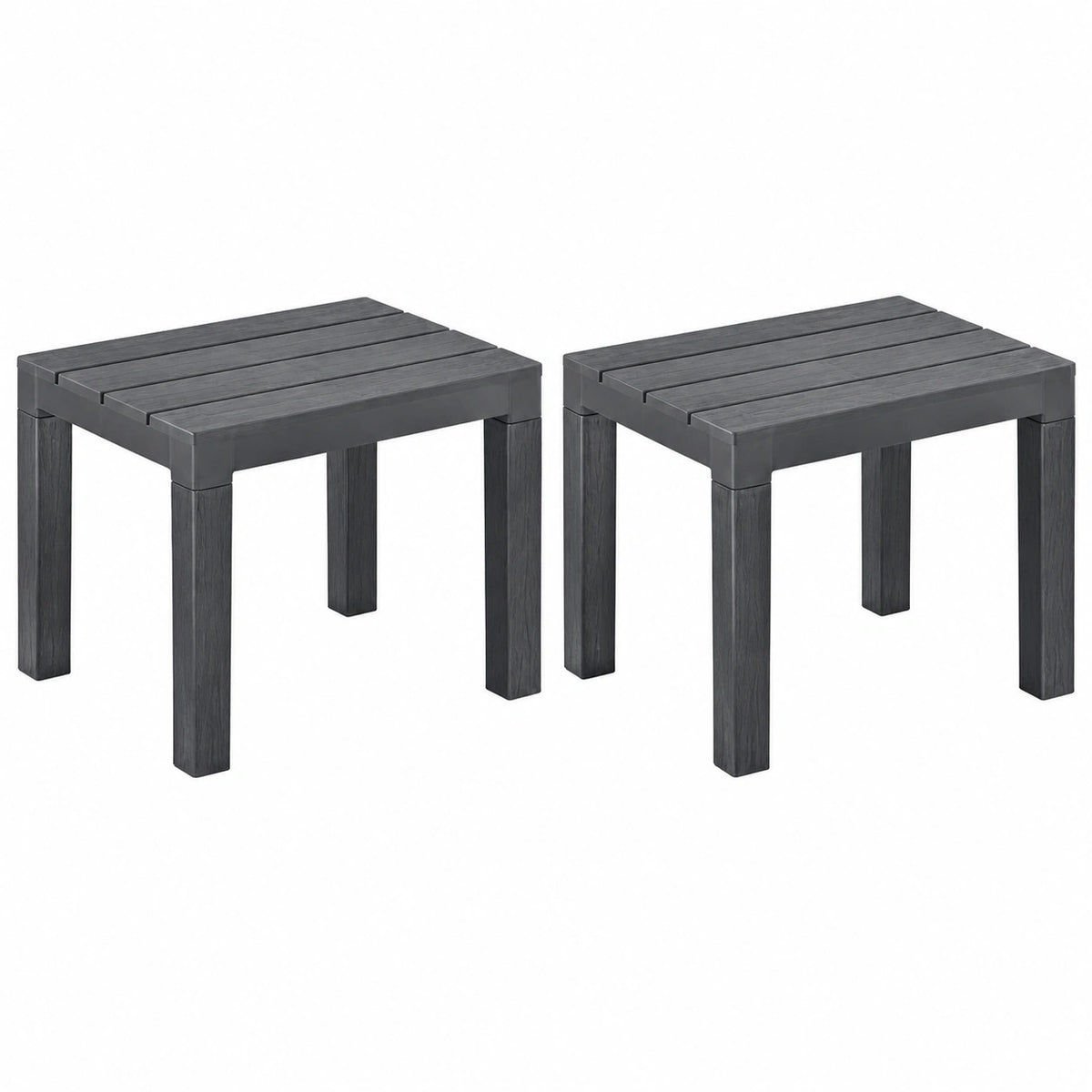 2er-Set Gartenbänke Anthrazit Kunststoff für Terrasse und Balkon