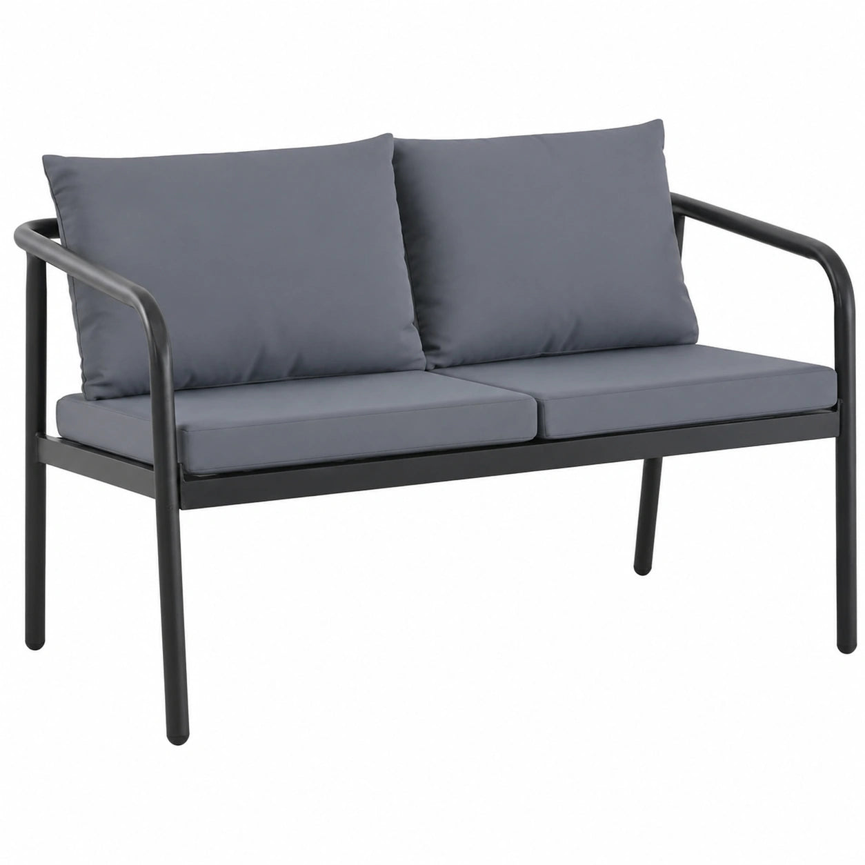 Gecheer 2-Sitzer Gartenbank mit Kissen, Aluminium, Grau - Outdoor Möbel für Garten und Balkon
