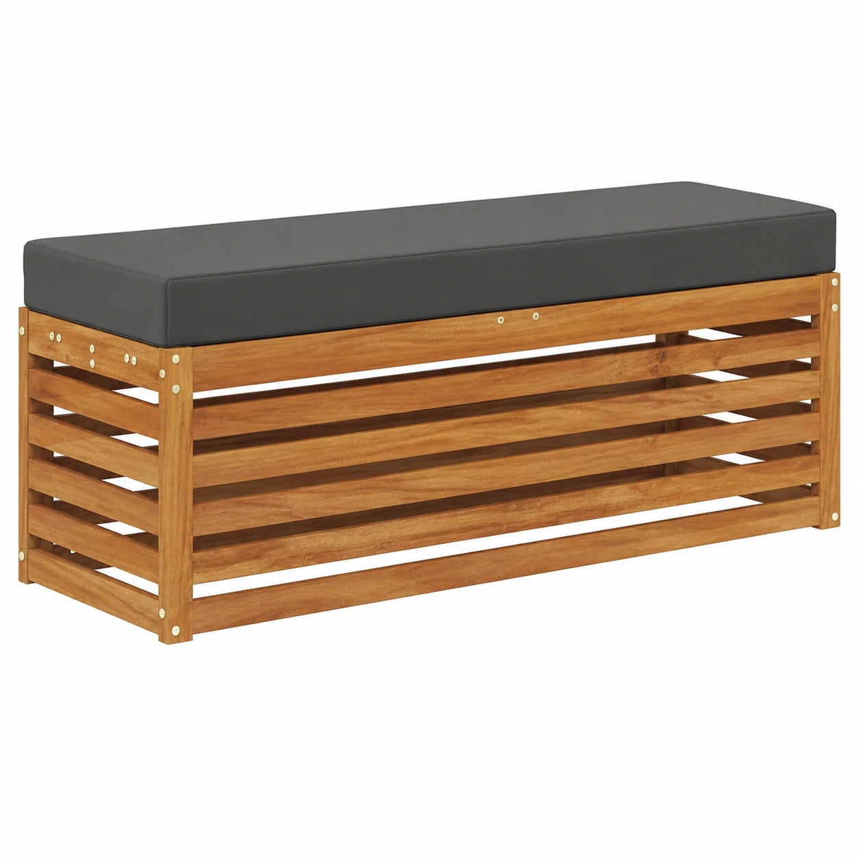 Gartenbank mit Stauraum, natur/anthrazit, 115 x 43 x 37 cm, ideal für Terrasse und Balkon