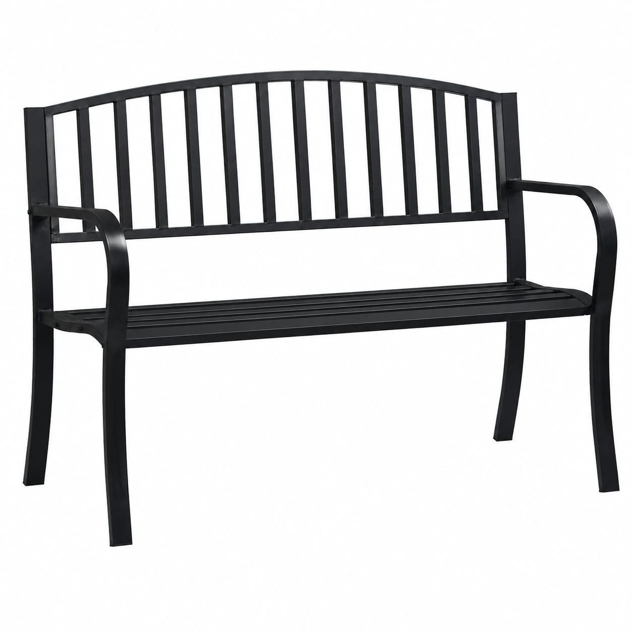 Gecheer Stahl-Gartenbank 125 cm Schwarz für Outdoor, Park und Balkon