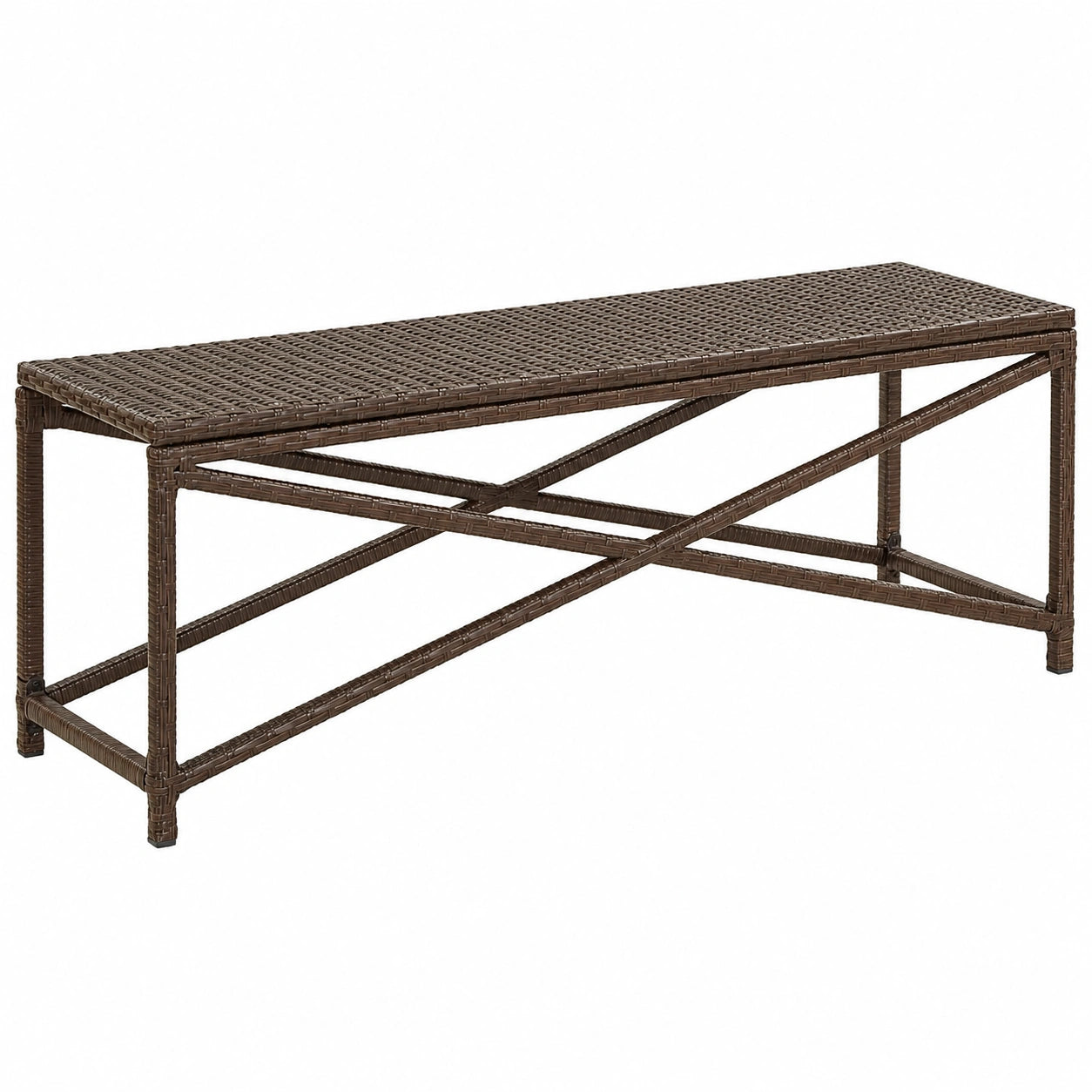 Gecheer Outdoor Gartenbank 120 cm aus Poly Rattan in Braun, Sitzbank für Garten, Park und Balkon