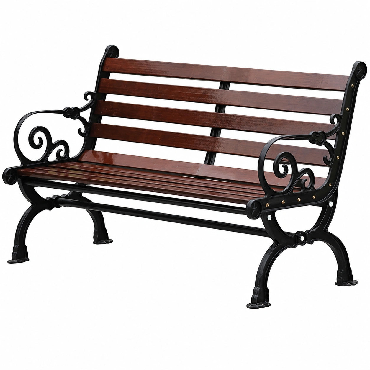 Robuste Garten-Holzbank mit Armlehnen für 2-3 Personen, ideal für Terrasse, Balkon und Park
