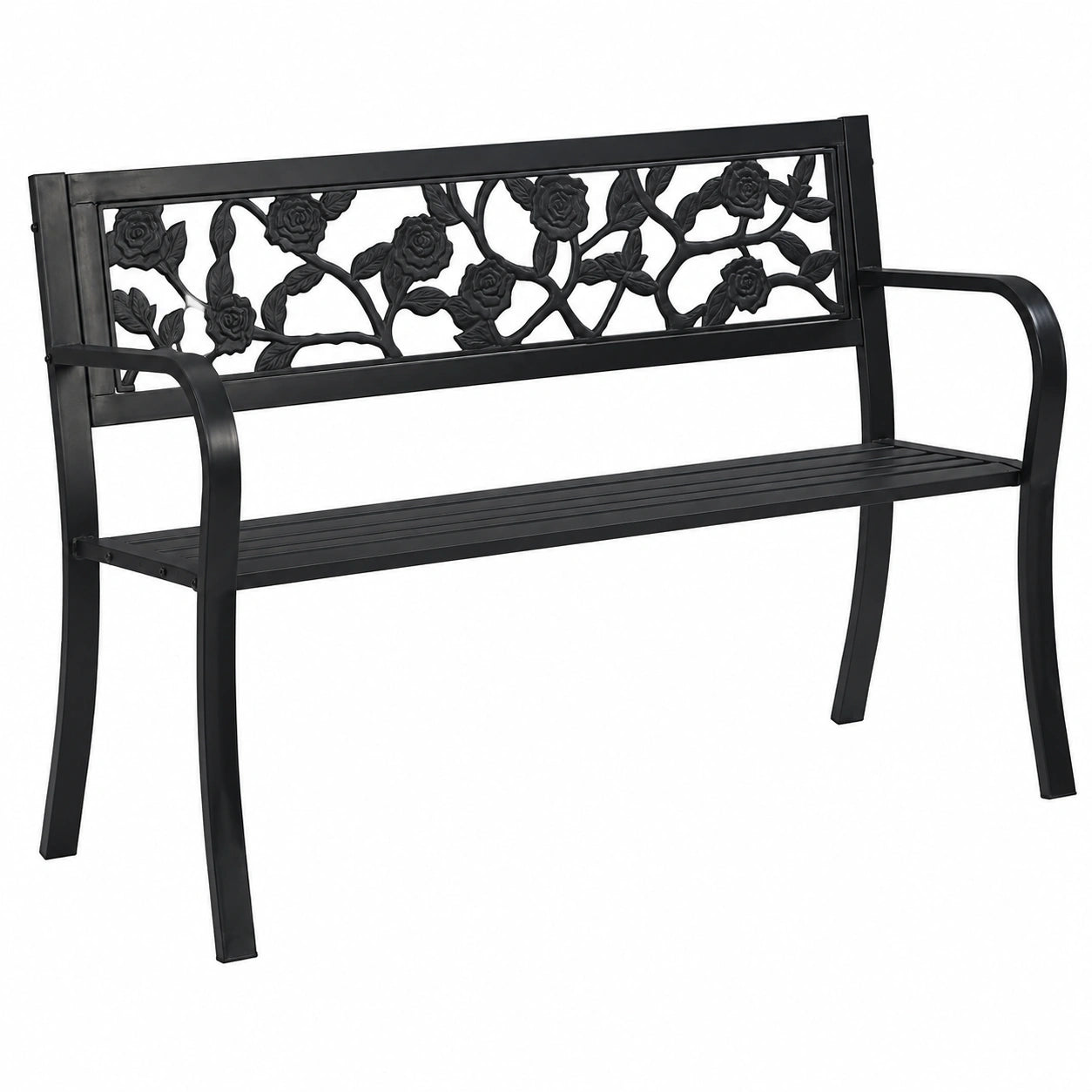 Gartenbank aus Stahl 125 cm Schwarz für Balkon und Park