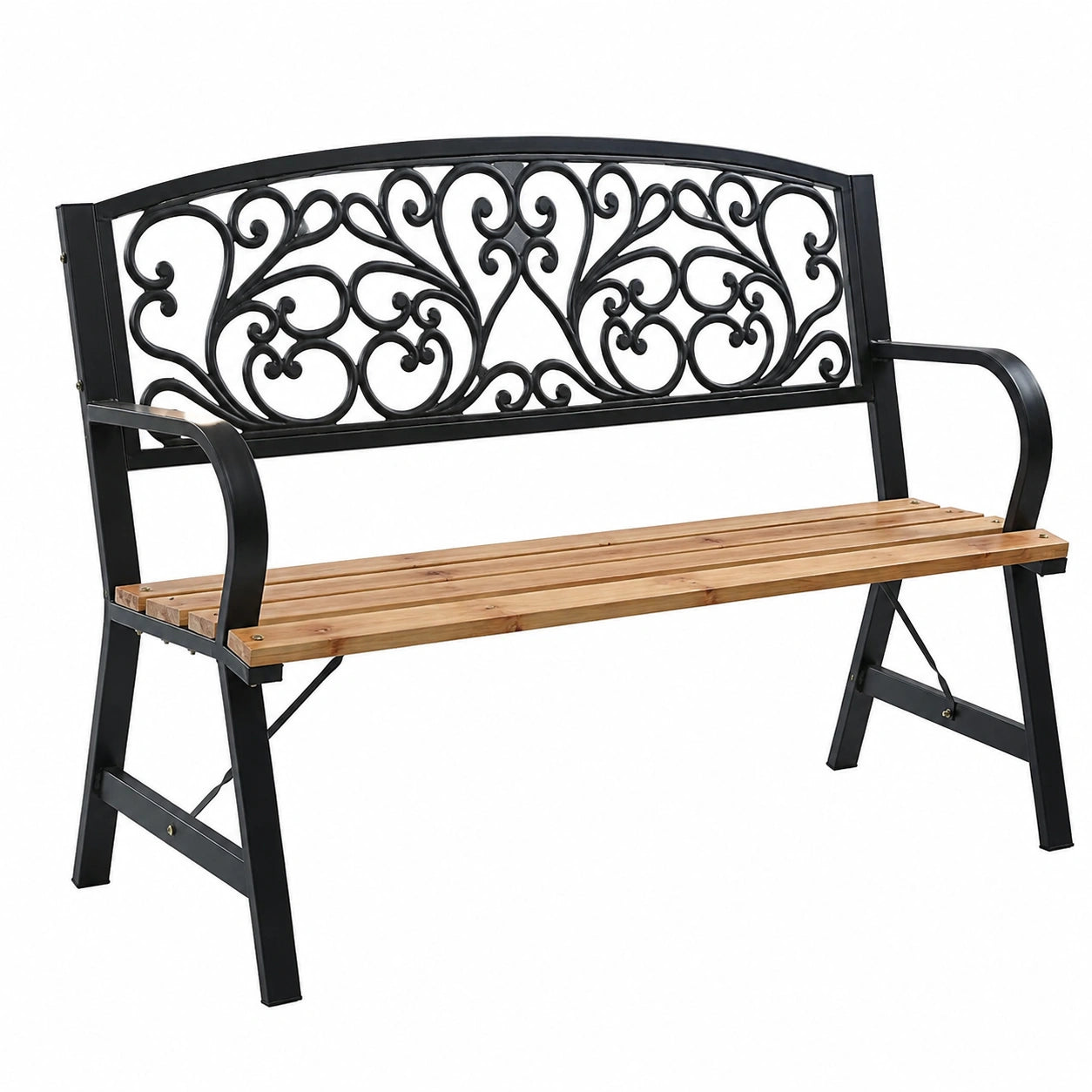 Gecheer 120 cm Gartenbank aus Holz für Park, Balkon und Garten