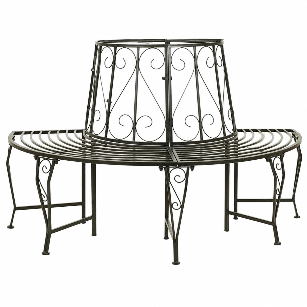 Stilvolle Halbrunde Baumbank aus Stahl 160 cm für Garten und Balkon