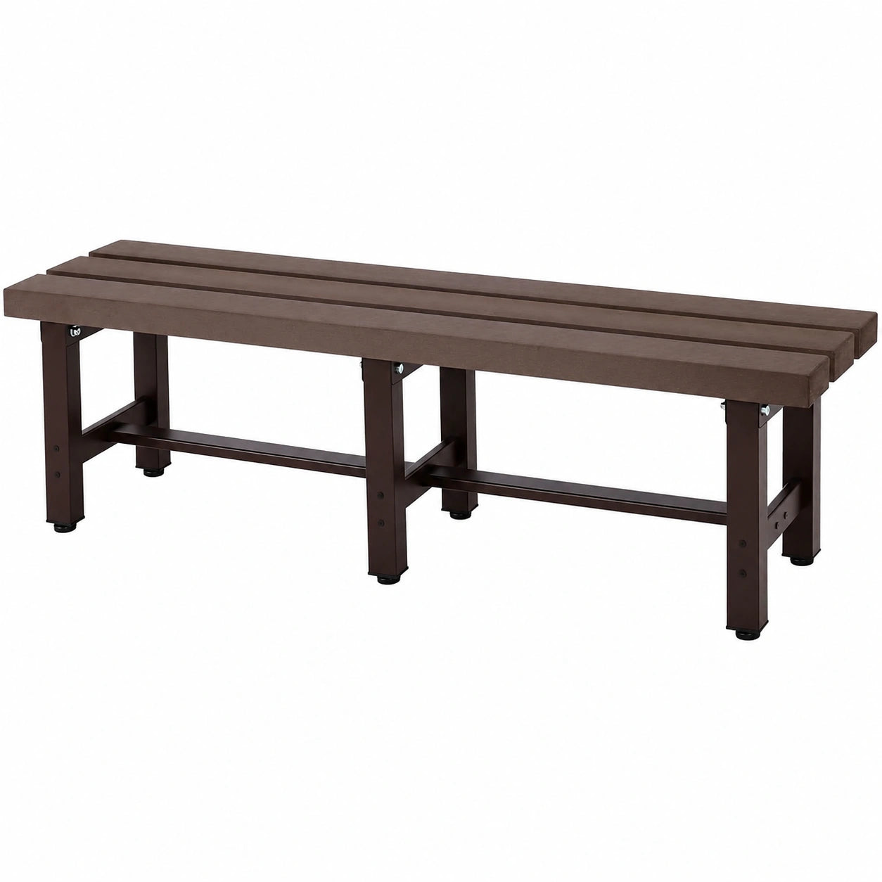 Robuste Gartenbank aus Alu und WPC, 150 cm, Braun – Wetterfeste Parkbank für Balkon und Garten