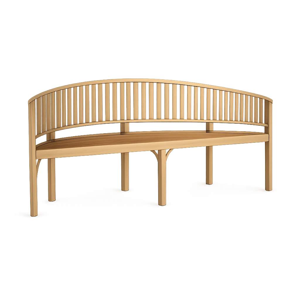 Teakholz Gartenbank 180 cm – Bananenform für Park und Balkon