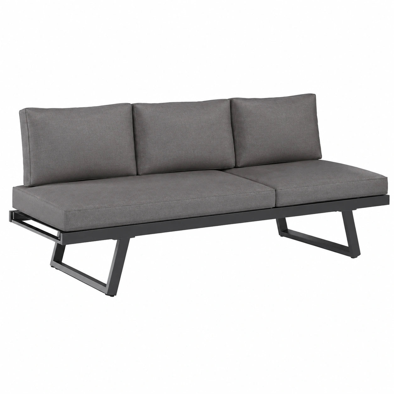OUTLIV. Wetterfestes Gartenloungesofa Lucca aus Aluminium und Olefin, mit Verstellbarer Sitzfläche, 200x71x76 cm, Anthrazit