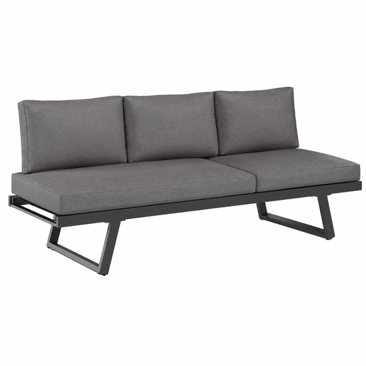 OUTLIV. Wetterfestes Gartenloungesofa Lucca aus Aluminium und Olefin, mit Verstellbarer Sitzfläche, 200x71x76 cm, Anthrazit