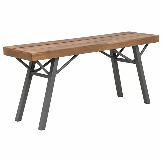 Gartenbank 120 cm aus Akazienholz, Outdoor Sitzbank für Garten, Park oder Balkon