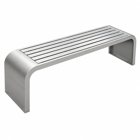 Wetterfeste Gartenbank aus Edelstahl für 2-4 Personen, Moderne Sitzbank ohne Rückenlehne, Ideal für Balkon, Terrasse und Garten, Belastbar bis 500kg, Größe: 150x40x42cm, Farbe: Natur