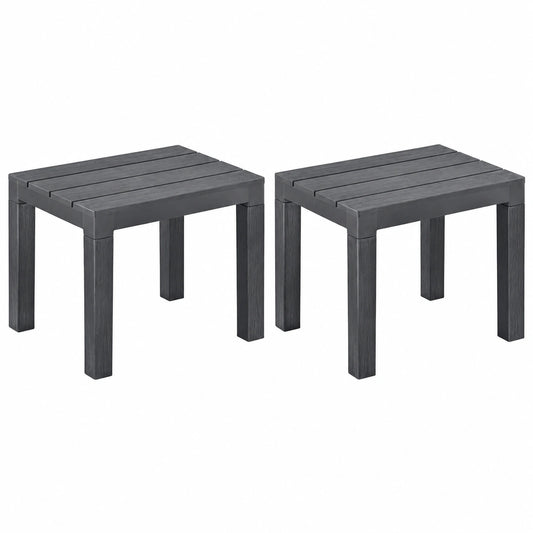 2er-Set Gartenbänke Anthrazit Kunststoff für Terrasse und Balkon
