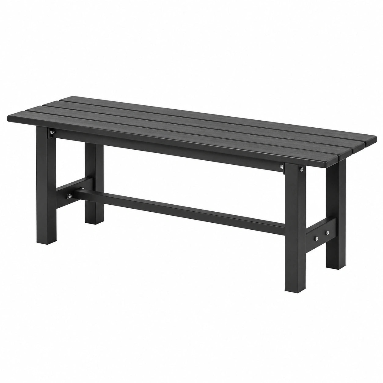 Robuste Gartenbank aus Metall, wetterfest bis 300 kg, ideal für Garten und Balkon, 120x36x40,5 cm, Schwarz