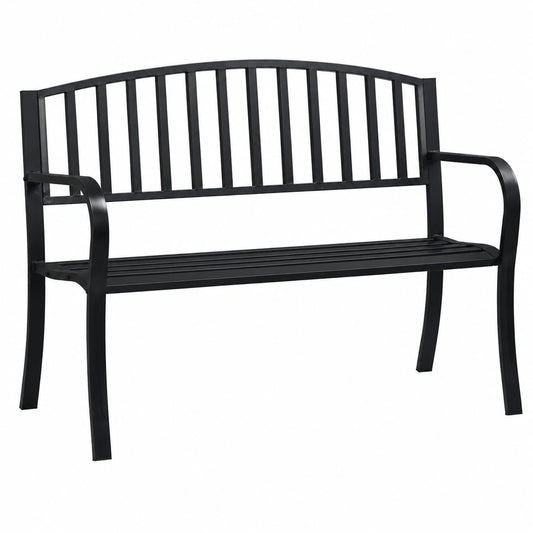 Gecheer Stahl-Gartenbank 125 cm Schwarz für Outdoor, Park und Balkon