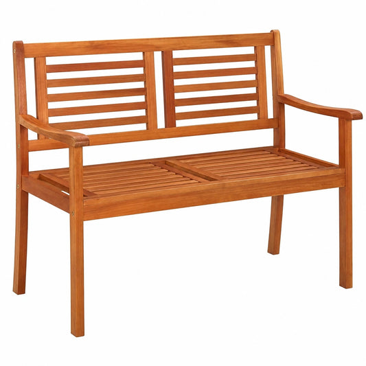 Gartenbank 2-Sitzer aus Eukalyptus-Holz, 120 cm, Sitzbank für Balkon und Garten