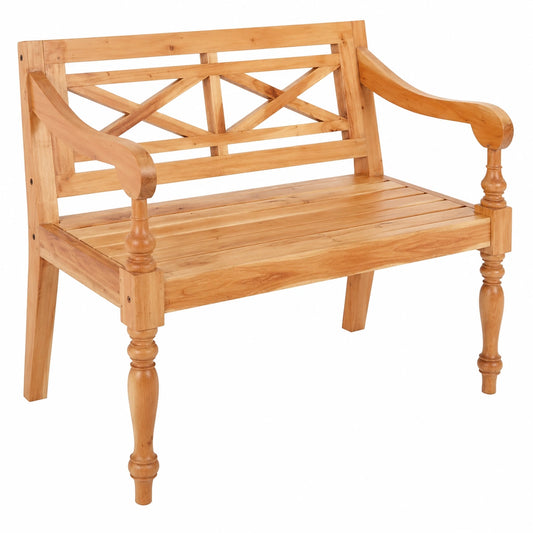 Gecheer Batavia Gartenbank 98 cm aus Mahagoni-Holz, Hockerbank für draußen und Balkon