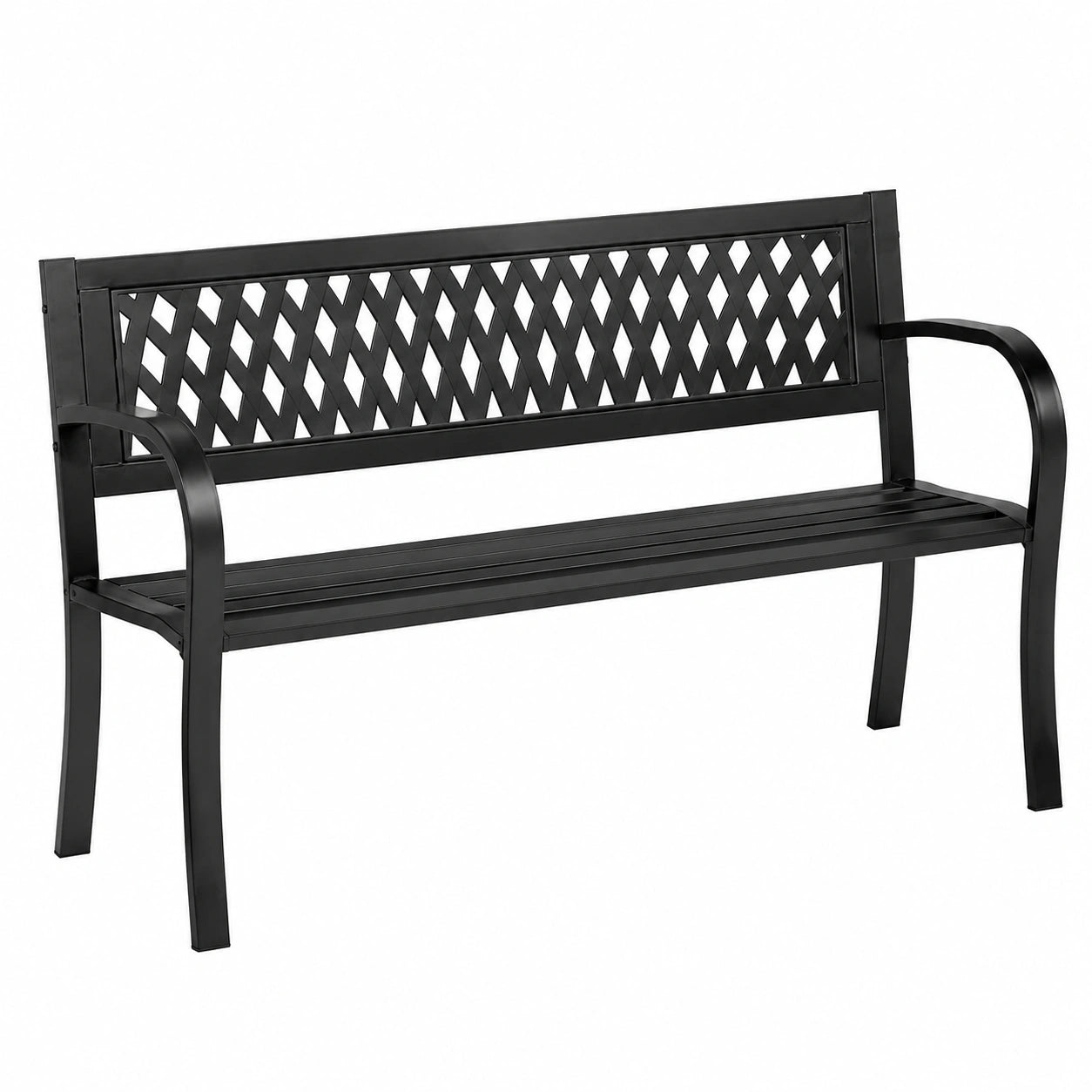 Hochwertige Gartenbank aus Stahl, 125 cm, schwarz - Ideal für Garten, Park und Balkon