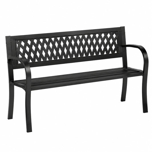 Hochwertige Gartenbank aus Stahl, 125 cm, schwarz - Ideal für Garten, Park und Balkon