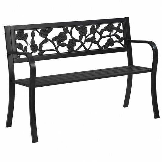 Gartenbank aus Stahl 125 cm Schwarz für Balkon und Park