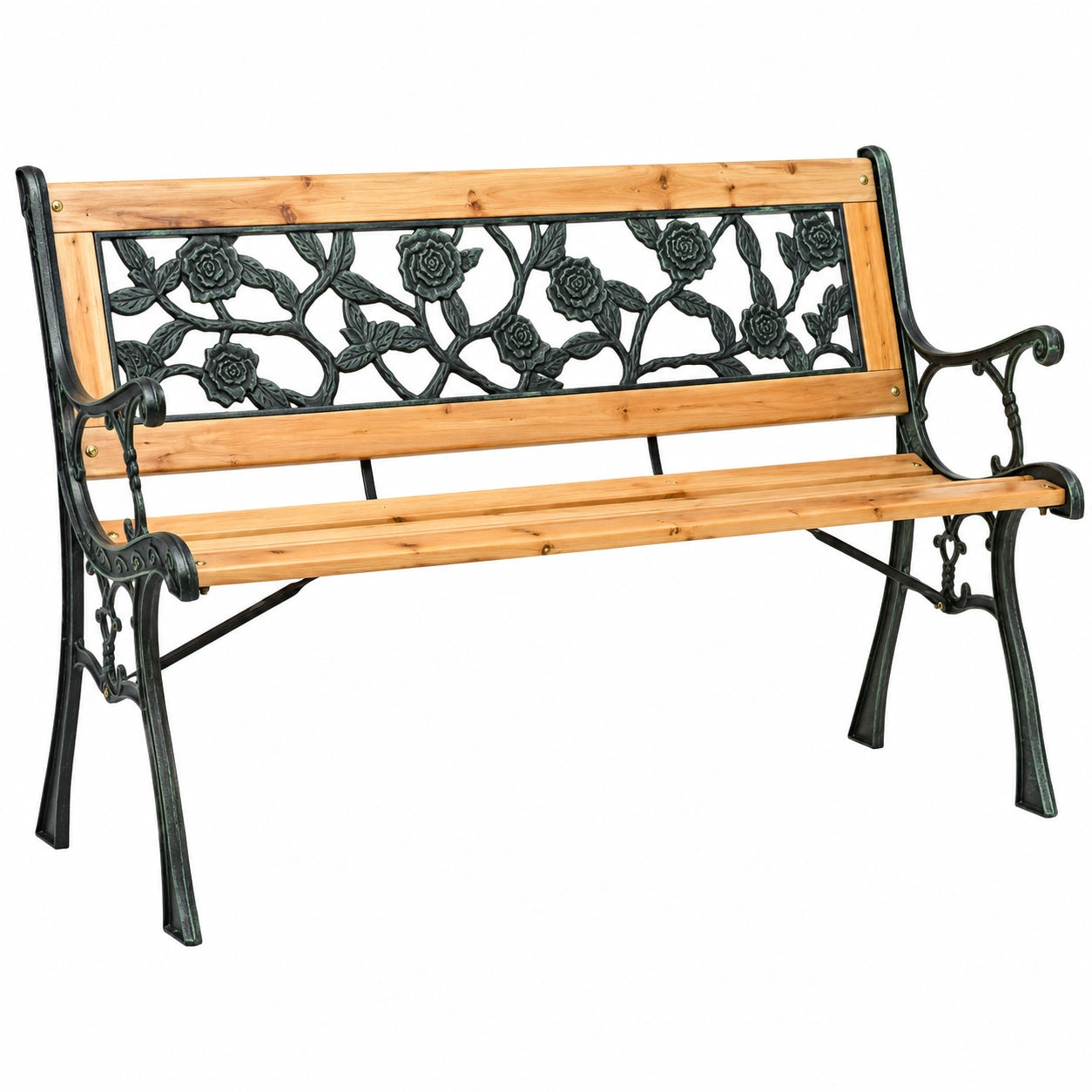 Holz Gartenbank 122 cm mit Hocker für Balkon und Park