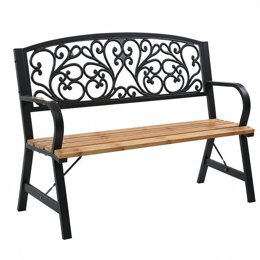 Gecheer 120 cm Gartenbank aus Holz für Park, Balkon und Garten