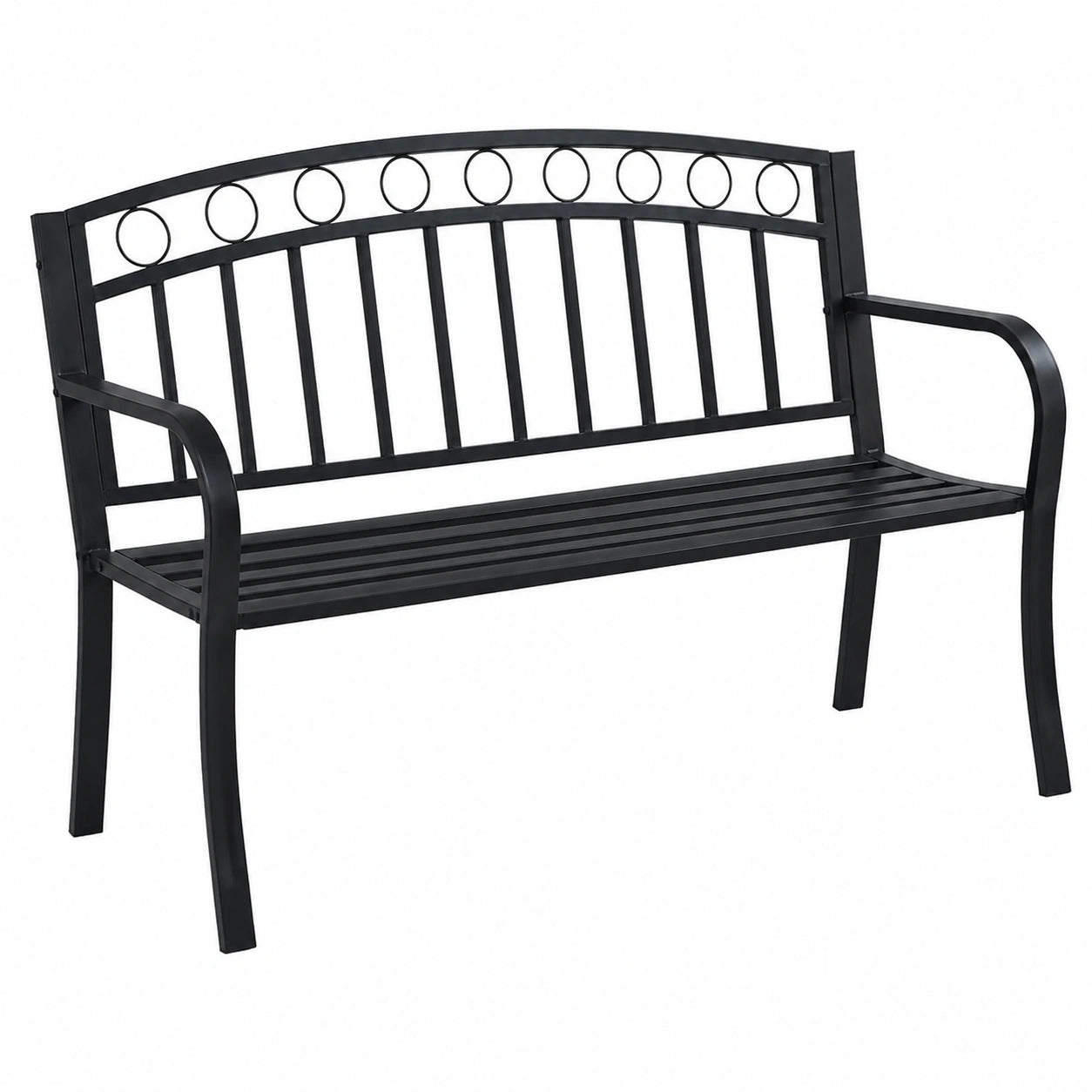 Stabile Gartenbank aus Stahl, 125 cm, Schwarz für Außenbereich