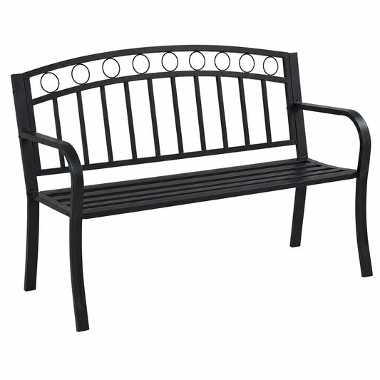 Stabile Gartenbank aus Stahl, 125 cm, Schwarz für Außenbereich