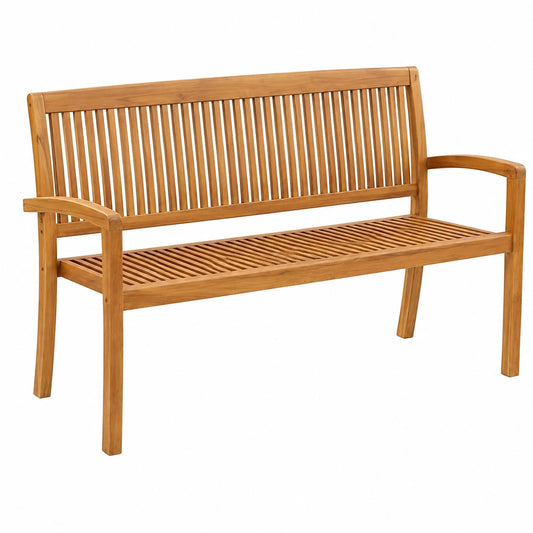 Teakholz Gartenbank 3-Sitzer, Stapelbar 159 cm für Außenbereich