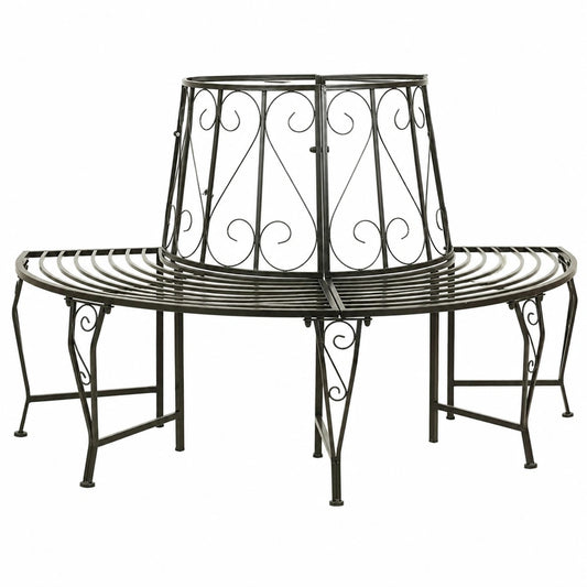 Stilvolle Halbrunde Baumbank aus Stahl 160 cm für Garten und Balkon