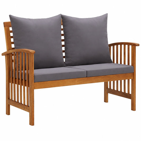 Akazienholz Gartenbank mit Kissen 119 cm für Terrasse und Balkon