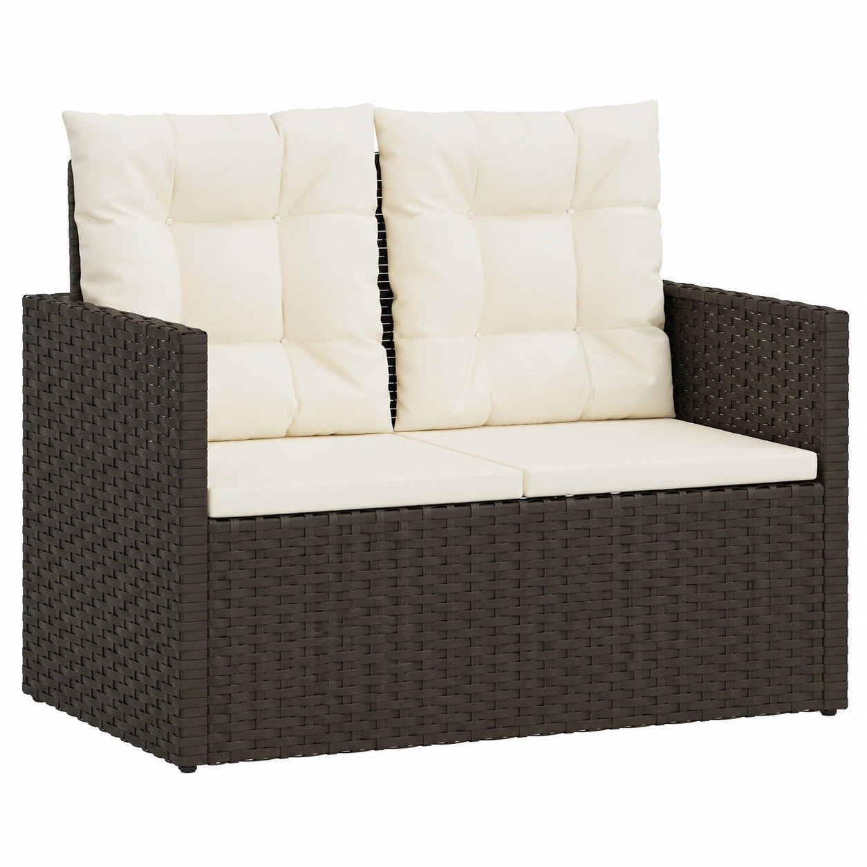 Schwarze Gartenbank mit Kissen, 105 cm, Poly-Rattan, Outdoor Sitzbank für Garten und Balkon