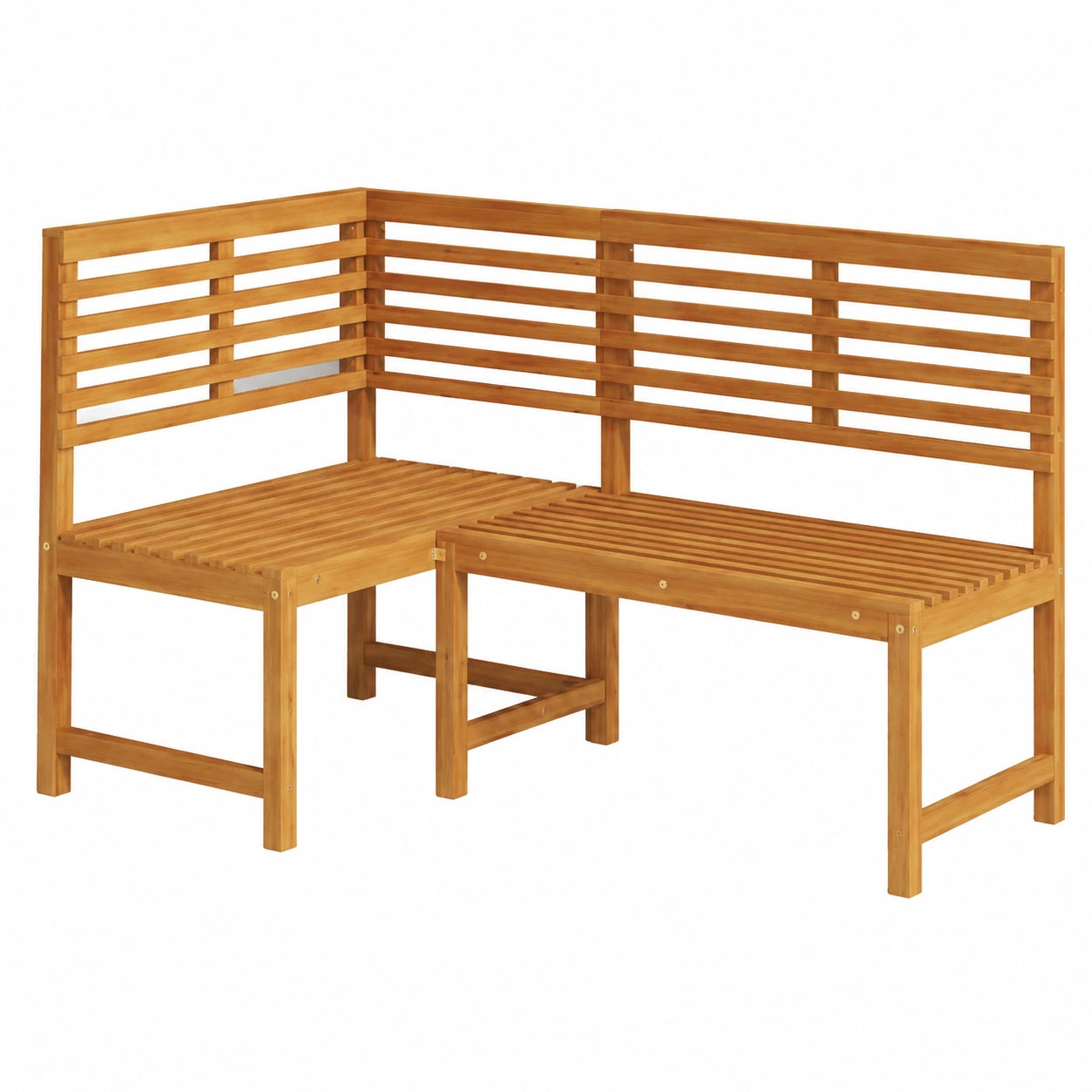 Gecheer Eckbank 140 cm Akazienholz, Outdoor Sitzbank für Garten und Balkon