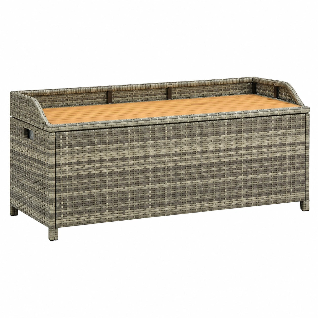 Gartenbank mit Stauraum 120 cm aus Polyrattan in Grau für Balkon und Garten
