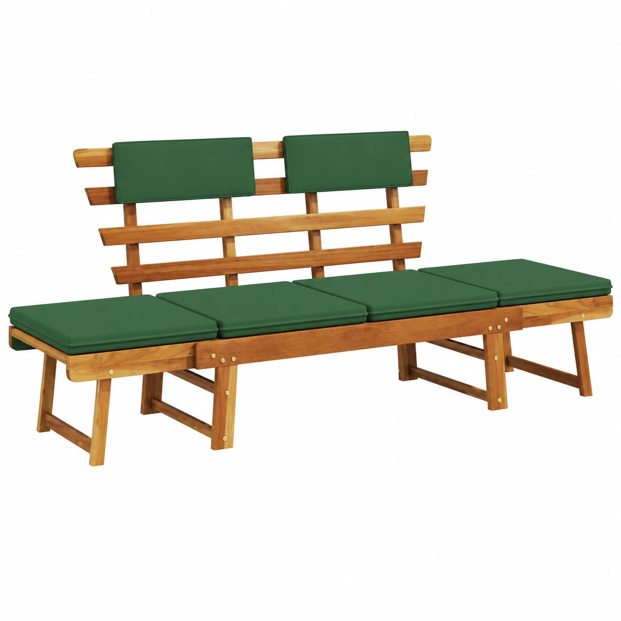 Hölzerne Gartenbank 190 cm mit Kissen, 2-in-1 Design aus Akazienholz