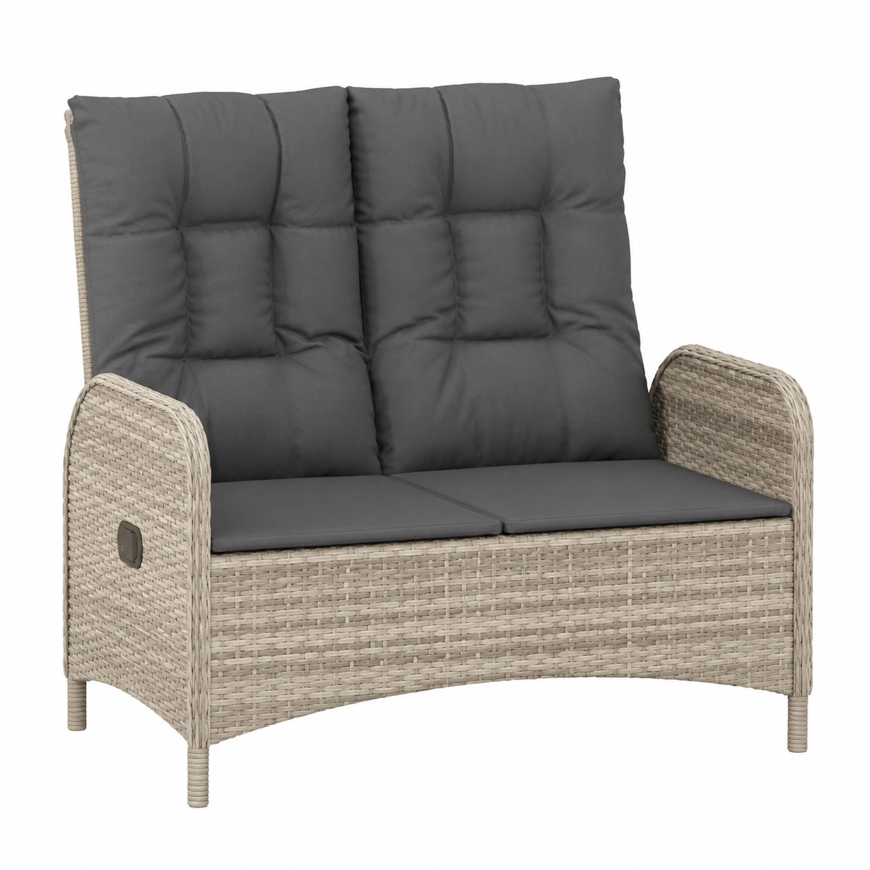 Poly Rattan Gartenbank mit Kissen, 107 cm, Grau, Verstellbare Liegefunktion, Für Garten und Balkon